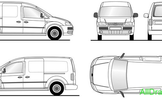 Volkswagen Caddy Maxi (2008) (Фольцваген Кадди Макси (2008)) - чертежи (рисунки) автомобиля